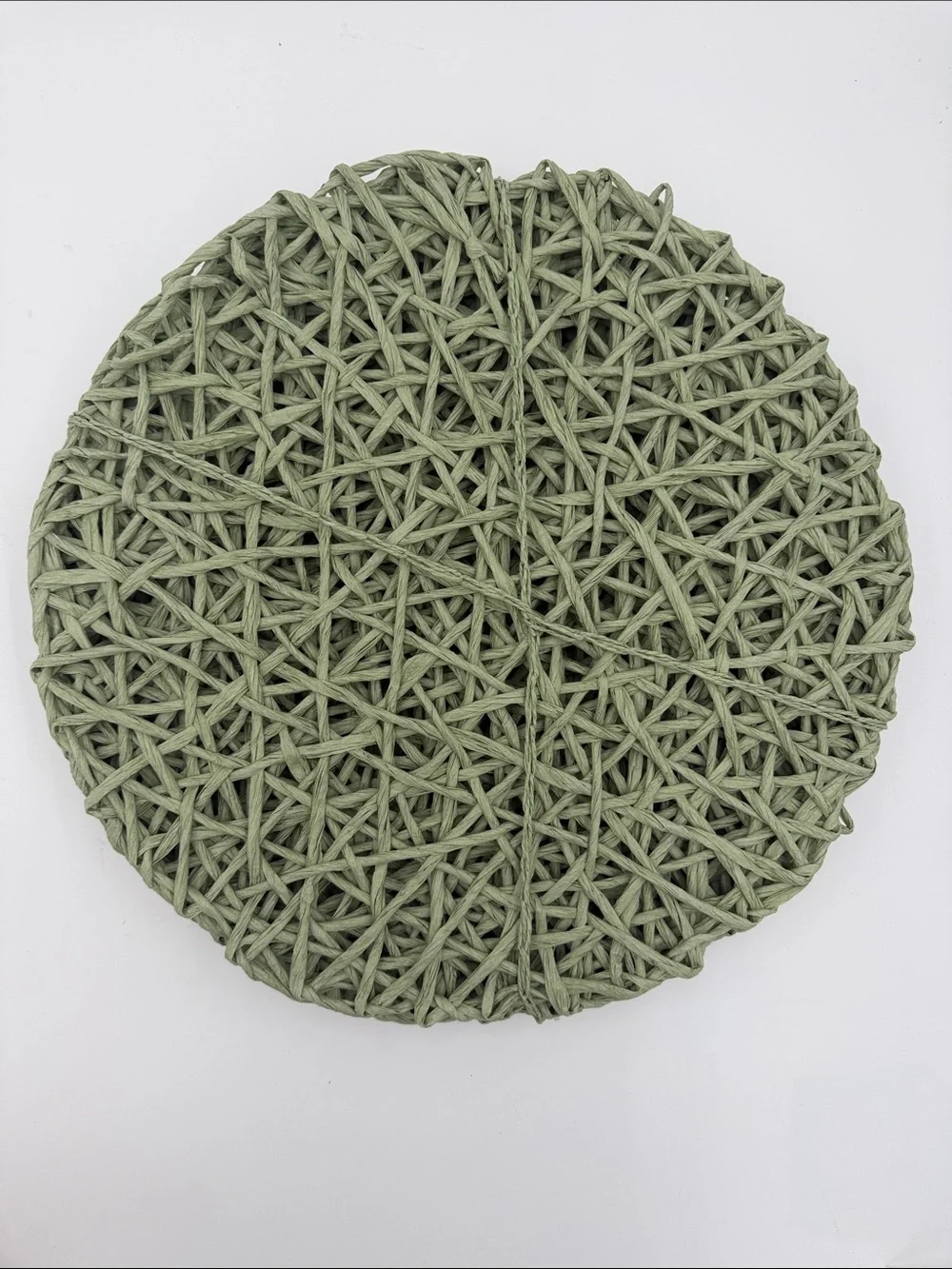NWT SOHO LOFT Sage Green Woven Round Placemat Set of 8